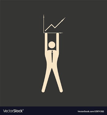 Flat in black white man and chart vector image