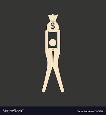 Flat in black white man and money bag vector image