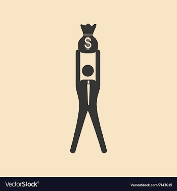 Flat in black white man and money bag vector image