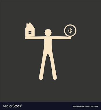 Flat in black white man with coin and house vector image