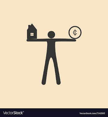 Flat in black white man with coin and house vector image