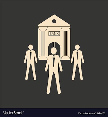 Flat in black white people and bank vector image