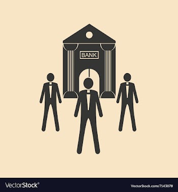 Flat in black white People and Bank vector image