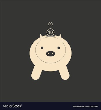 Flat in black white piggy bank and coins vector image