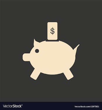 Flat in black white piggy bank and the dollar vector image