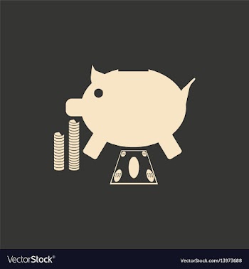 Flat in black white piggy bank and the dollar vector image
