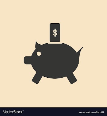 Flat in black white piggy bank and the dollar vector image