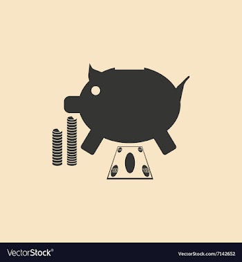 Flat in black white piggy bank and the dollar vector image