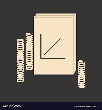 Flat in black white report and stack coins vector image