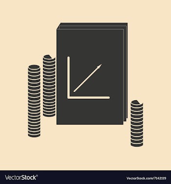 Flat in black white report and stack coins vector image