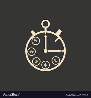 Flat in black white stopwatch and money vector image