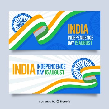 Flat india independence day banners Free Vector