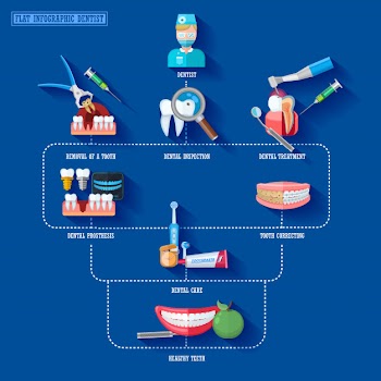 Flat infographic elements dentist Free Vector
