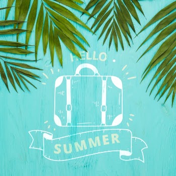 Flat lay copyspace mockup with summer concept Free Psd