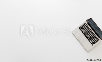 Flat lay of computer laptop isolated on whtie background