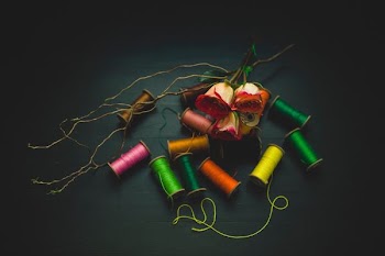 flat lay photo of threads