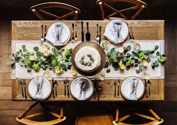 flat lay photography of fine dining set