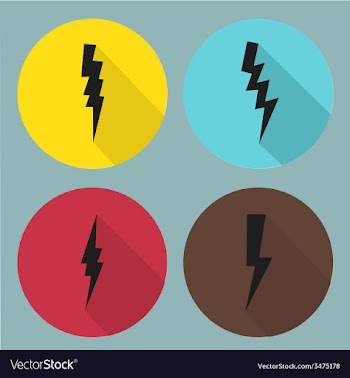  					Flat lightning symbols set vector image														