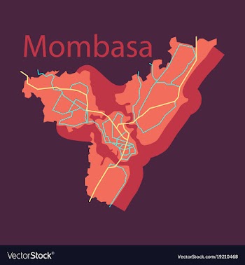 Flat line art design - mombasa city map vector image
