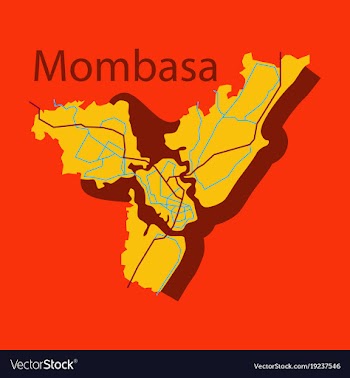 Flat line art design - mombasa city map vector image
