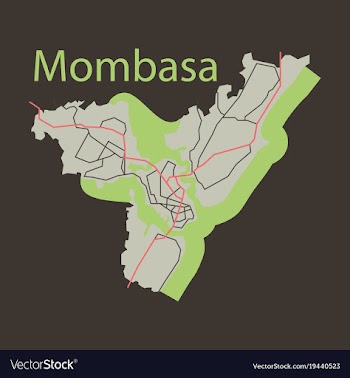 Flat line art design - mombasa city map vector image