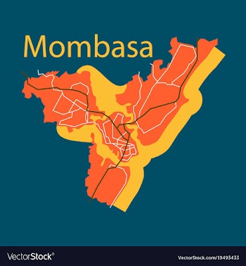 Flat line art design - mombasa city map vector image