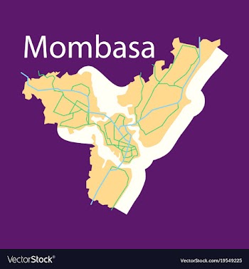 Flat line art design - mombasa city map vector image