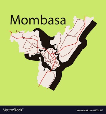 Flat line art design - mombasa city map vector image