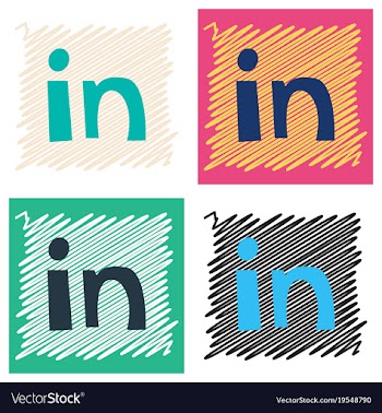 Flat linkedin color icon glossy app icon logo vector image
