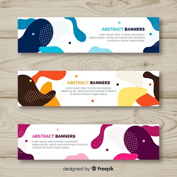 Flat liquid shape banner set