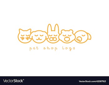 flat logo pet animal shop veterinary clinic store