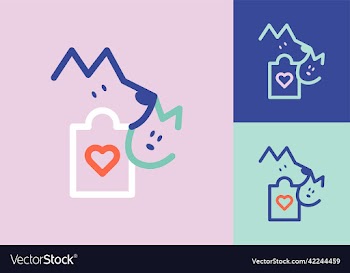flat logo pet cat dog shop veterinary clinic store