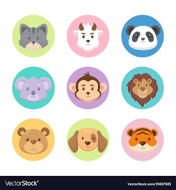 flat lovely animal avatar collection
