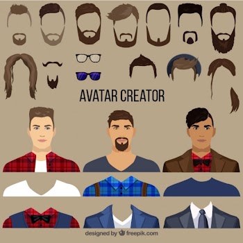Flat male avatar creator Free Vector
