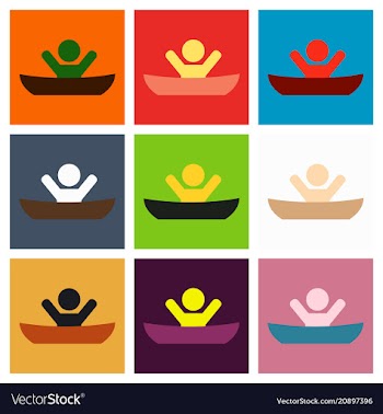 Flat male character - cartoon - man in a boat vector image