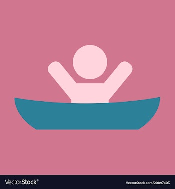 Flat male character - cartoon - man in a boat vector image