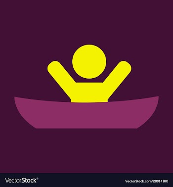 Flat male character - cartoon - man in a boat vector image