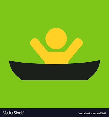 Flat male character - cartoon - man in a boat vector image