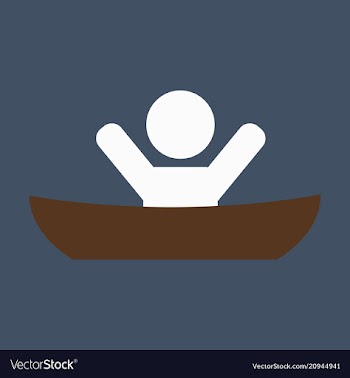 Flat male character - cartoon - man in a boat vector image