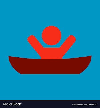 Flat male character - cartoon - man in a boat vector image