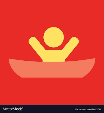 Flat male character - cartoon - man in a boat vector image