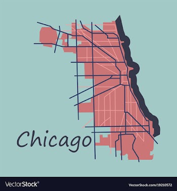 Flat map chicago city illinois roads vector image