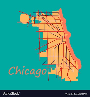 Flat map chicago city illinois roads vector image