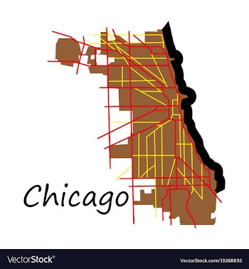 Flat map chicago city illinois roads vector image
