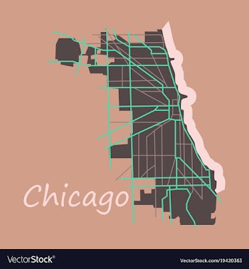 Flat map chicago city illinois roads vector image