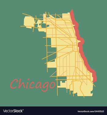 Flat map chicago city illinois roads vector image