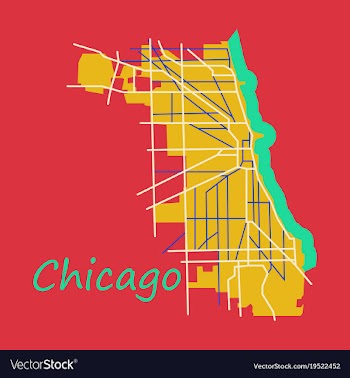 Flat map chicago city illinois roads vector image