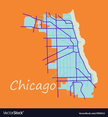 Flat map chicago city illinois roads vector image