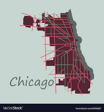 Flat map chicago city illinois roads vector image