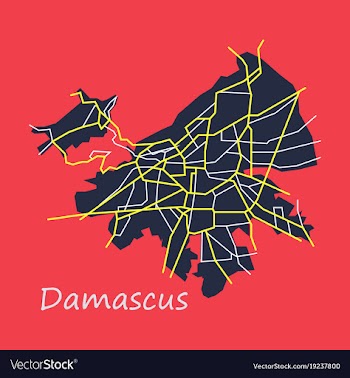 Flat map design - damascus city vector image
